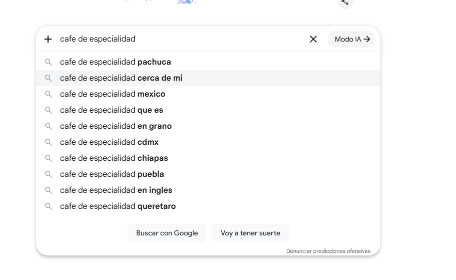 keyword research con sugerencias de google